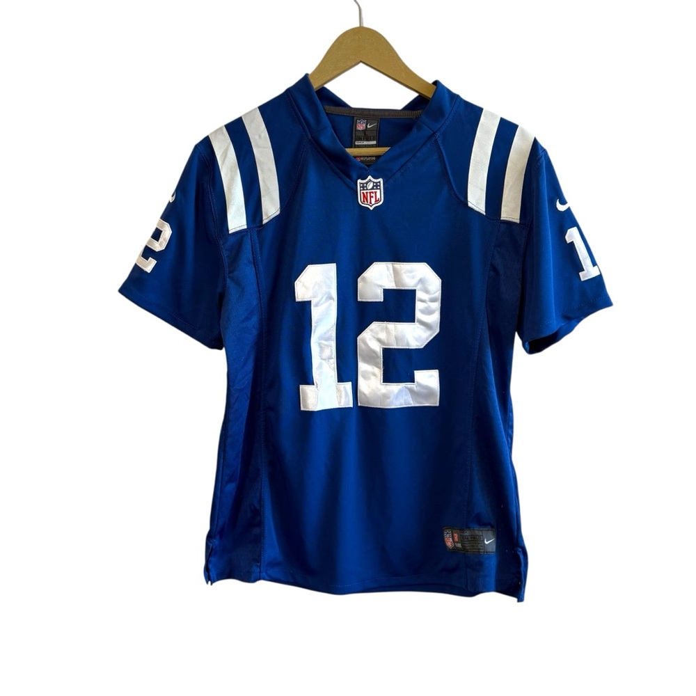 NFL Colts On Field Womens L Jersey #12 Andrew Luck Blue White Football Sporty